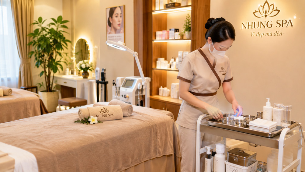 Các bước chăm sóc da chuyên sâu tại spa Nhung Spa