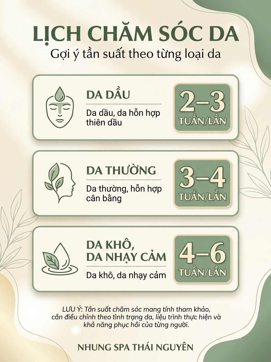 Tần suất chăm sóc da mặt chuyên sâu theo loại da