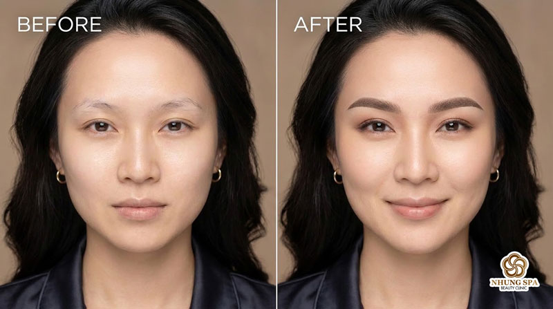 H&igrave;nh ảnh trước v&agrave; sau khi phun m&agrave;y chạm hạt ombre