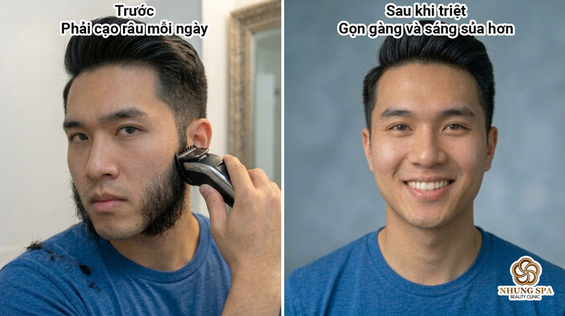 Trước và sau khi triệt râu quai nón